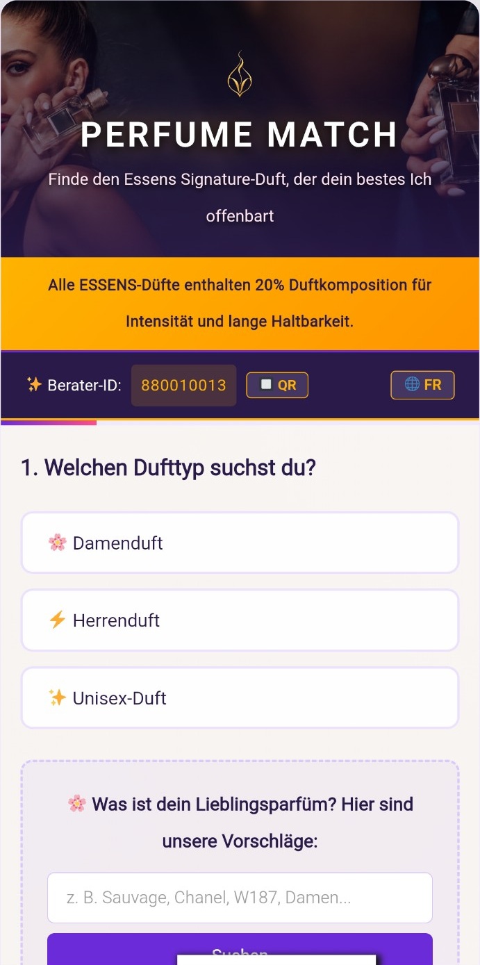 Perfume Match: Auswahl von Damen-, Herren- und Unisexdüften